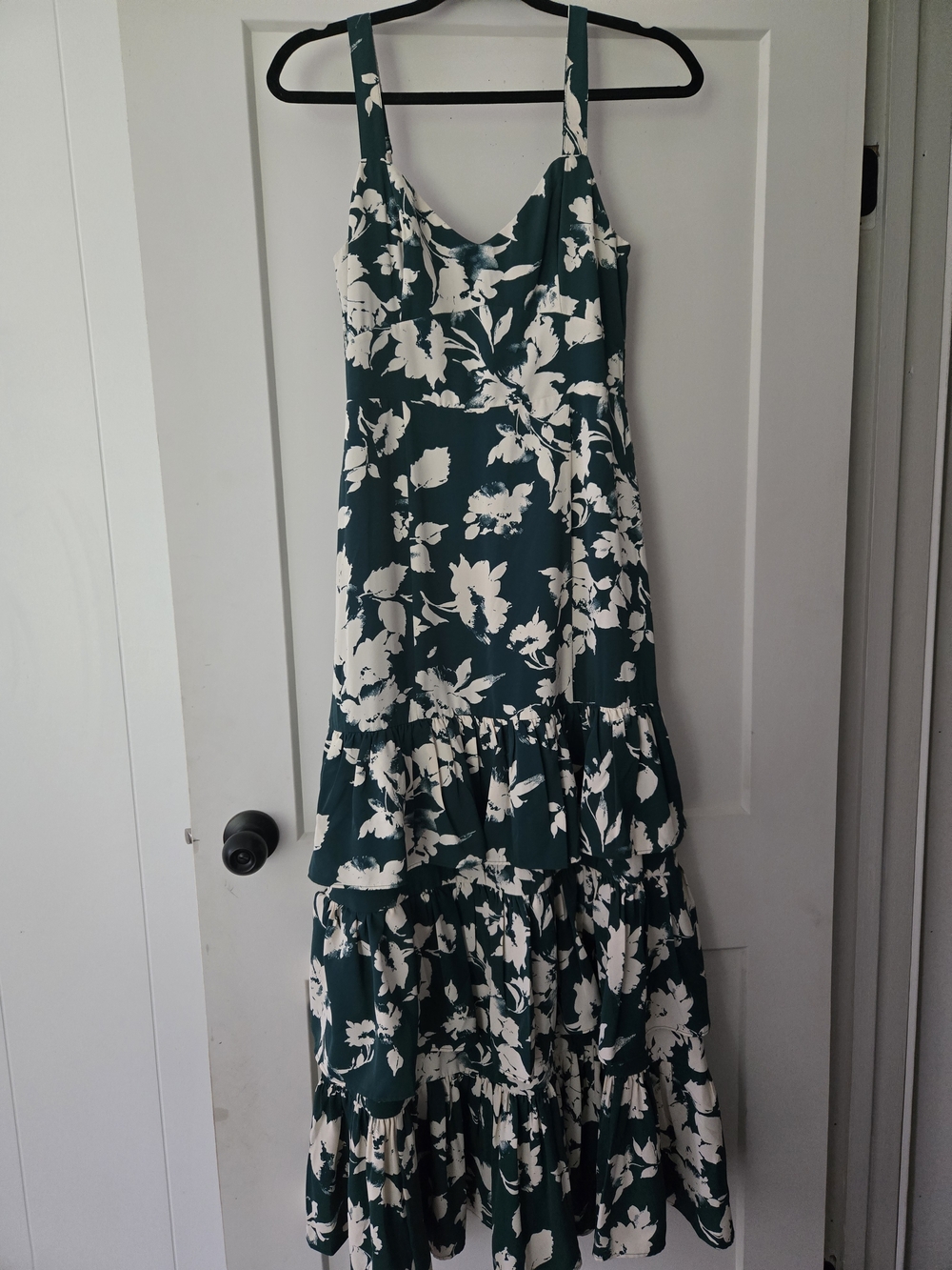 Abercrombie & Fitch Green and White Floral Tiered Maxi Dress